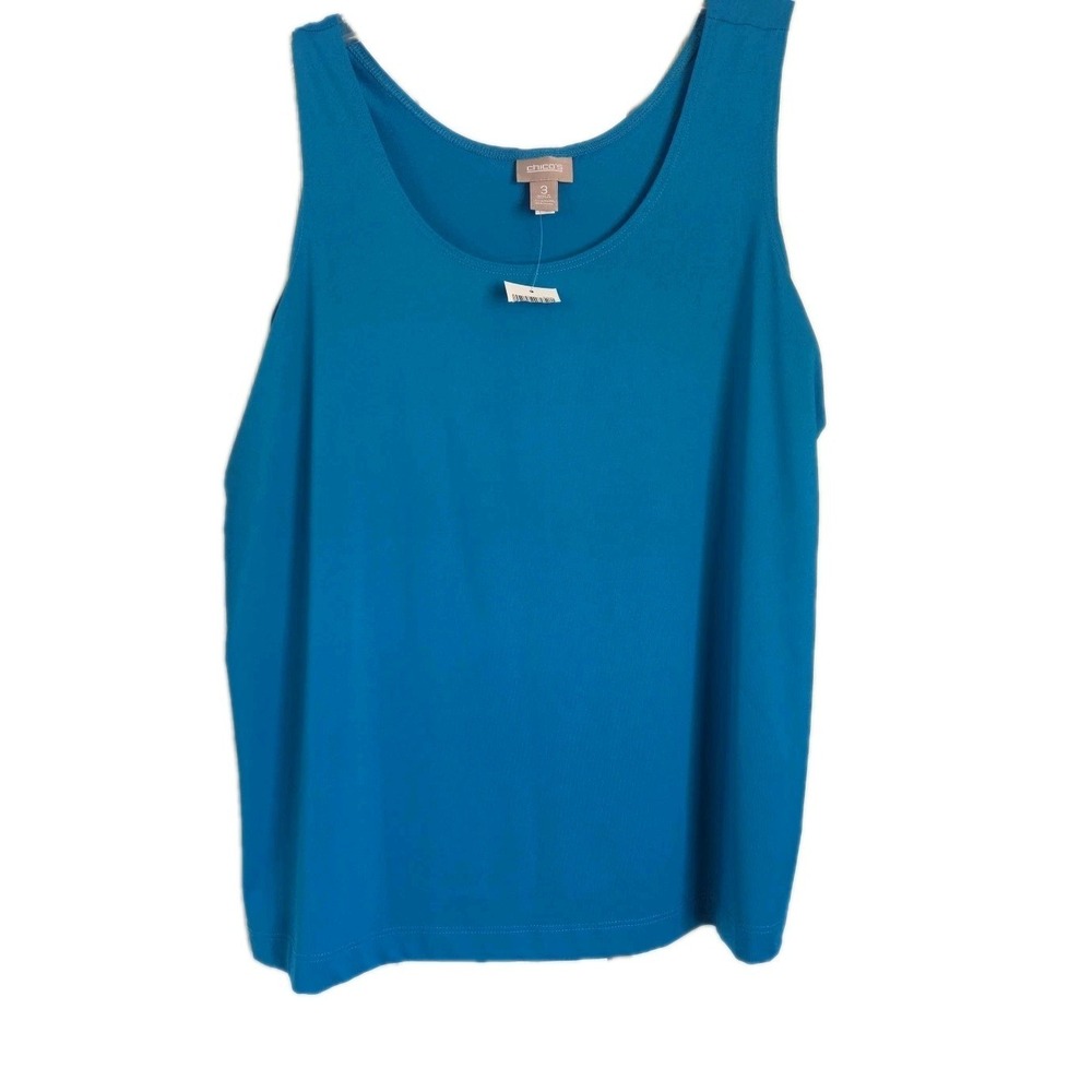 NWT Chico's Stretchy Timeless Sleeveless Tank Top Blue Grass  Size 3 (US) Xl